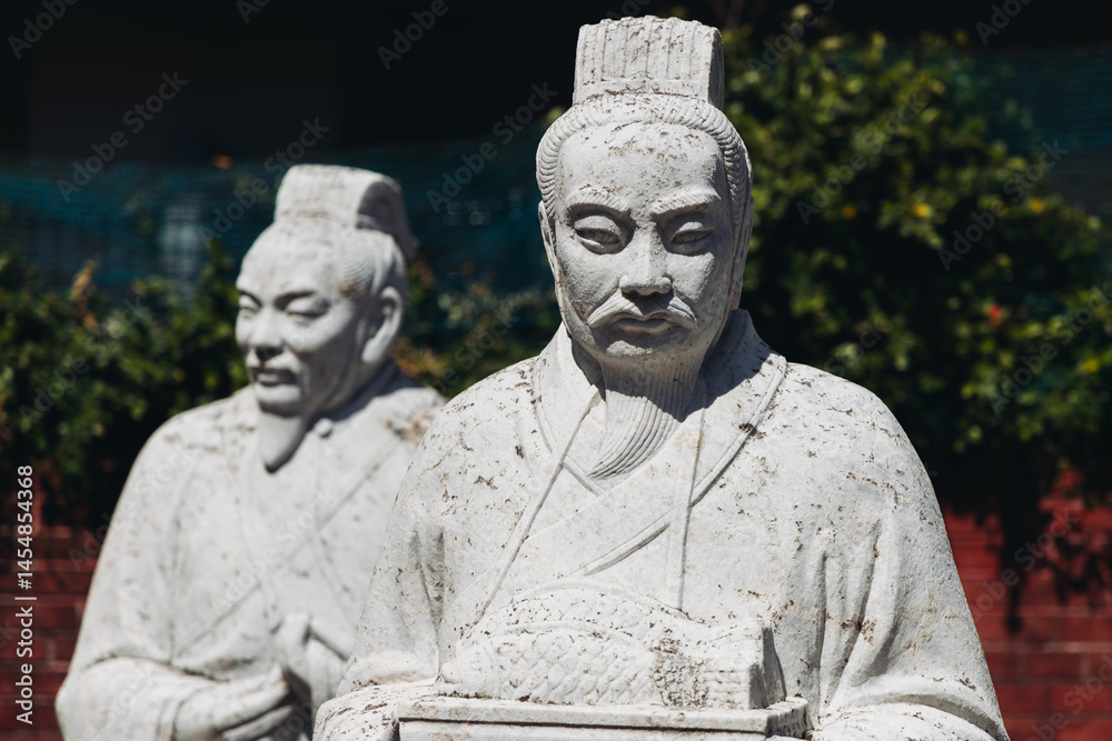 Obraz premium Confucius shrine in Nagasaki, Koshi-byo, Confucian temple in Nagasaki, Japan, Nagasaki prefecture, Museum of Chinese History and Palace Museum in a sunny day, Chinese shrine, Kyushu island region