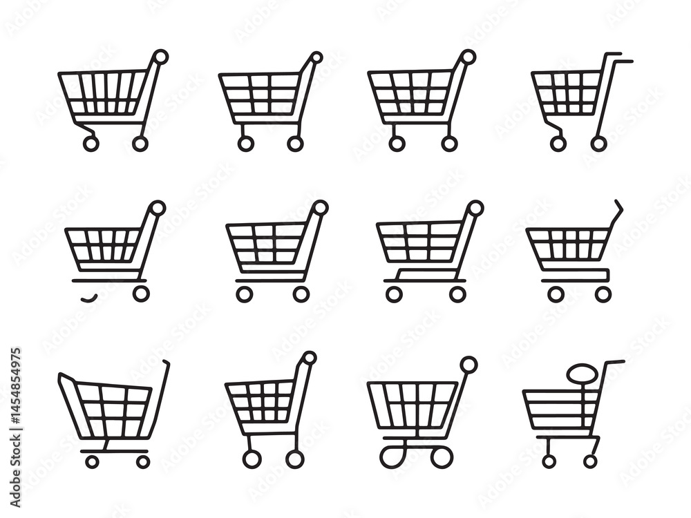 Minimalistic Vector Illustration of a Shopping Cart in Outline Minimalistic Vector Illustration of a Shopping Cart in Outline