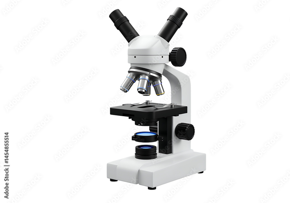 Modern compound microscope for science research. Modern compound microscope for science research.