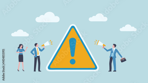 Urgent business announcement team briefing warning sign important message