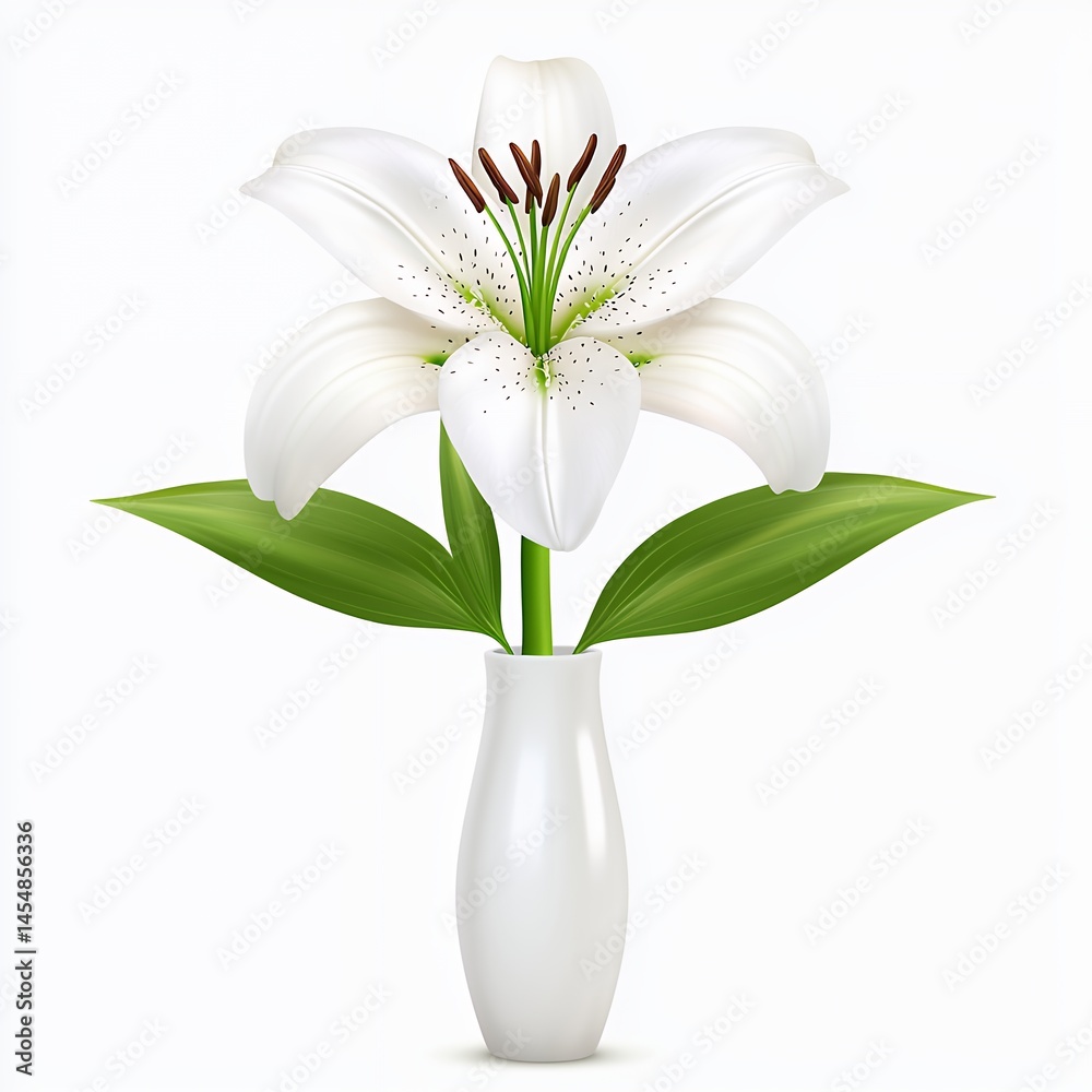 Fototapeta premium Single White Lily in a White Vase