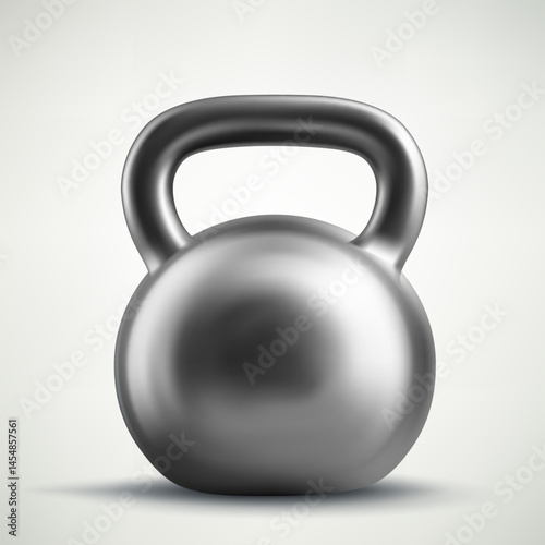 3d realistic black metal Kettlebell. Weights for lifting in the gym or at home. Vector sport recreation healthy training hard activity exercise daily. Kettlebell on white background.