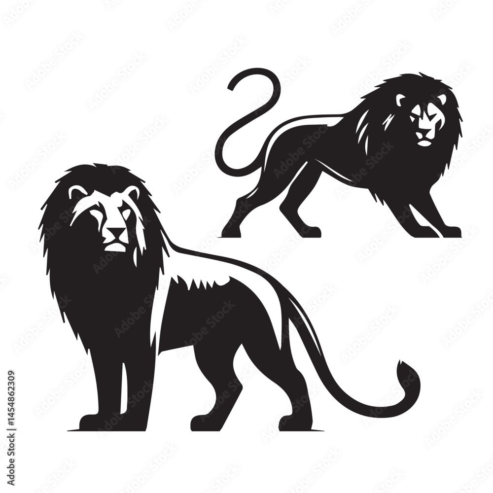 Obraz premium lion black and white silhouette design 