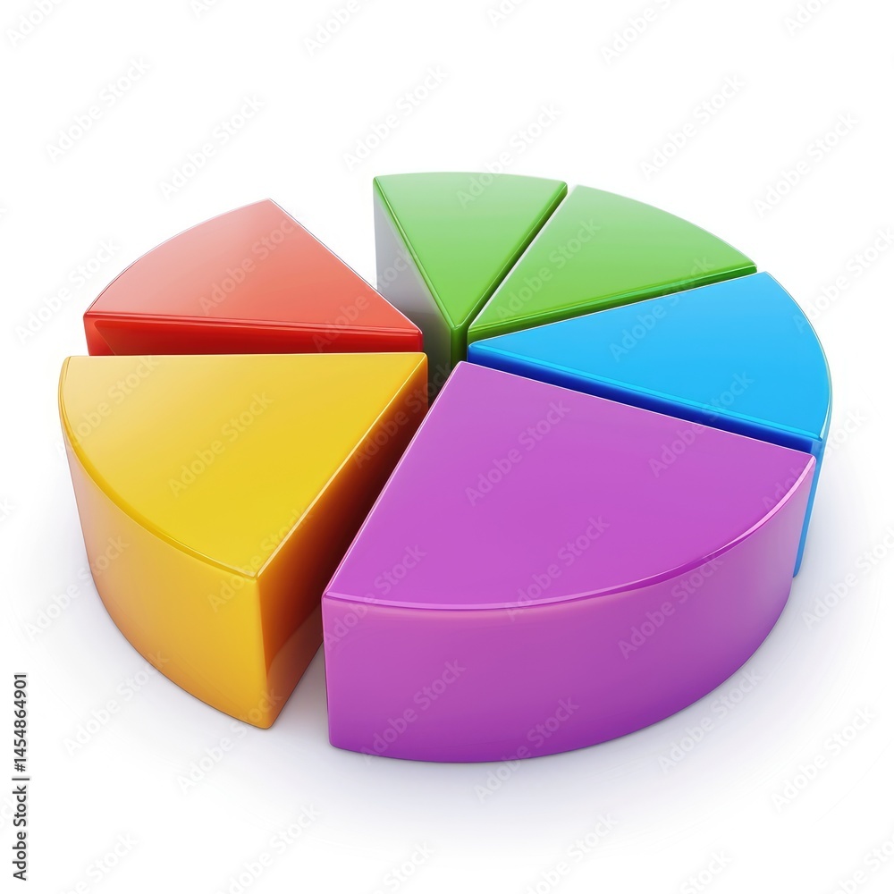 Obraz premium Colorful pie chart graphic illustrating proportions.