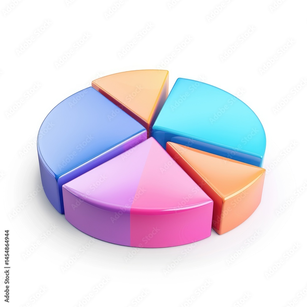 Fototapeta premium Colorful pie chart illustrating data proportions.