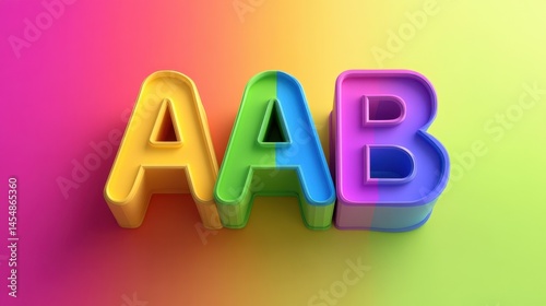 ABA 3d text in rainbow colors on solid rainbow colors background photo