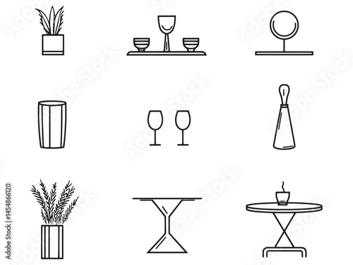 Modern Tabletop Decoration in Minimalist Line Art Style for Home Spaces