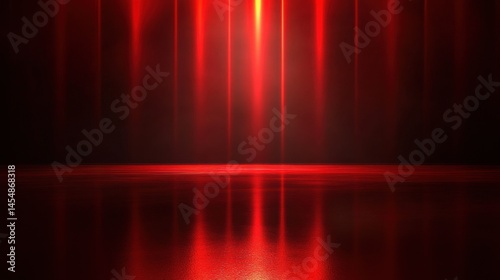 Abstract red light patterns, digital waveform, dark background.