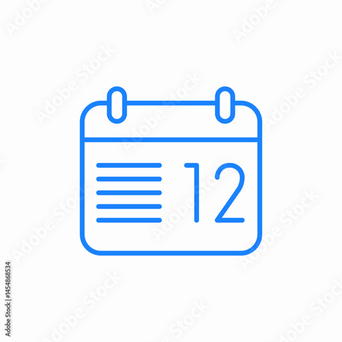 calendar date 12 icon sign vector