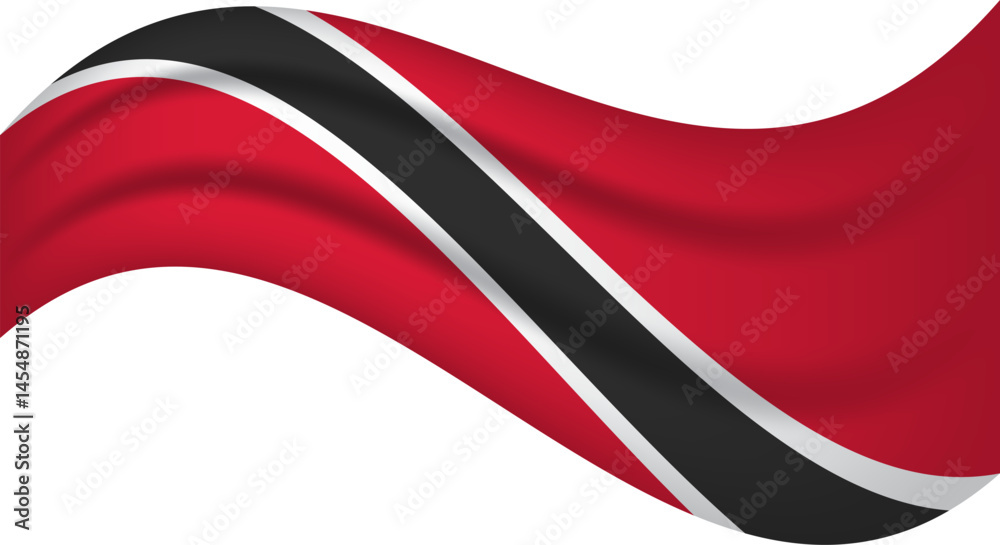 Naklejka premium Trinidad and Tobago wavy flag, waving flag vector illustration