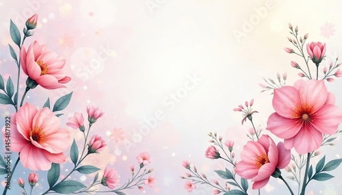 Delicate watercolor floral design, soft pastel hues, nature, handpainted