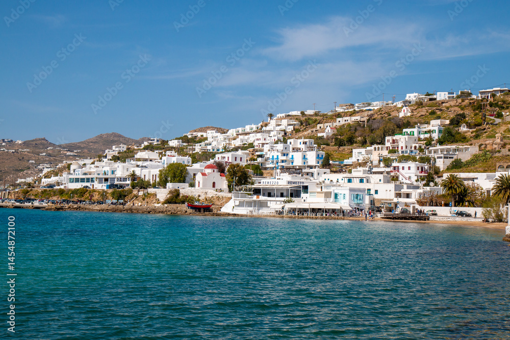 Naklejka premium old port and Mykonos old city Mykonos Island South Aegean Region (Südliche Ägäis) Greece