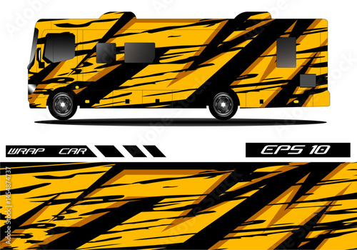 Boldly Wrapped RV with Striking Yellow and Black Design