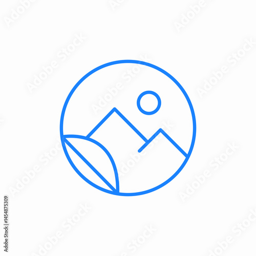 mountain circle outline icon sign vector