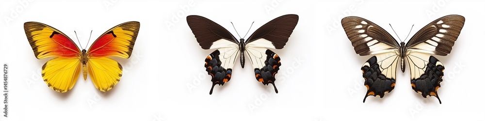Naklejka premium group of butterfly isolated on white