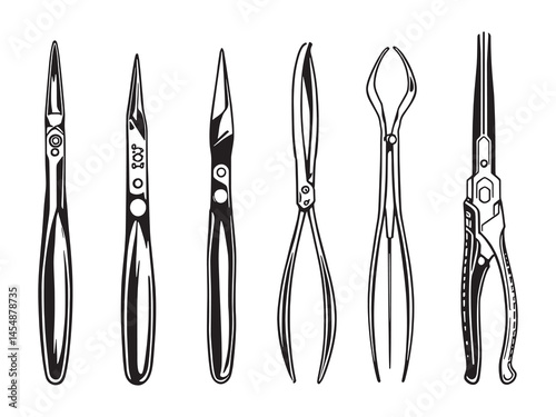 Needle holder line art icon for embroidery projects
