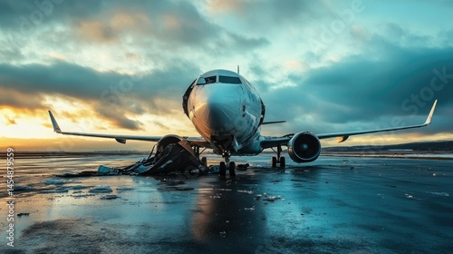 Crash Landing: Propjet Airplane Incident Illustrating Traveler Risk and Safety on Runway