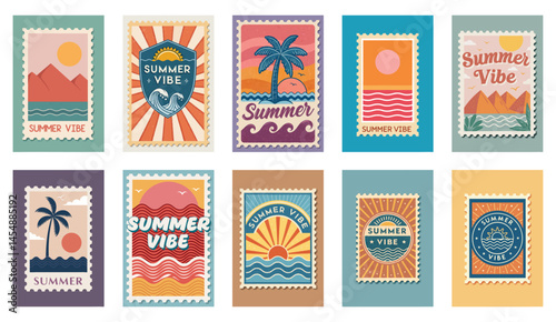 Summer Vibe Graphic Stamp Set: Retro Nature & Beach Designs