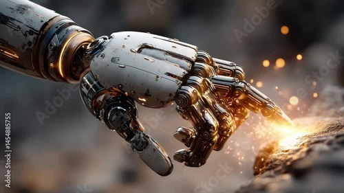 Advanced robotic hand, touching and sparking metal