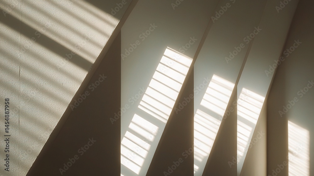 Dramatic Triangular Shadows on Neutral Wall Background with Light Dramatic Triangular Shadows on Neutral Wall Background with Light