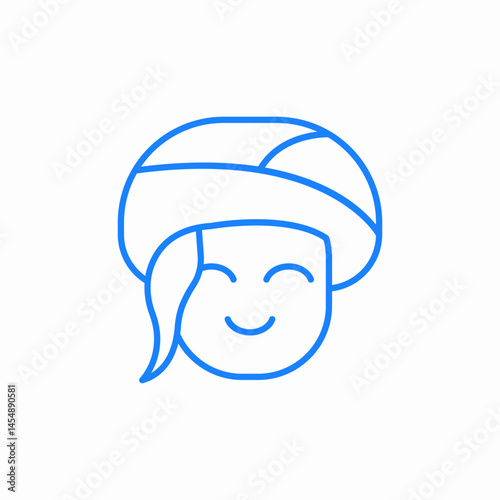 happy woman wearing turban icon sign vector