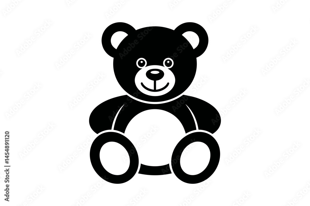 Obraz premium Cute teddy bear clip art vector black and white