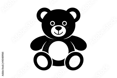 Cute teddy bear illustration black and white art