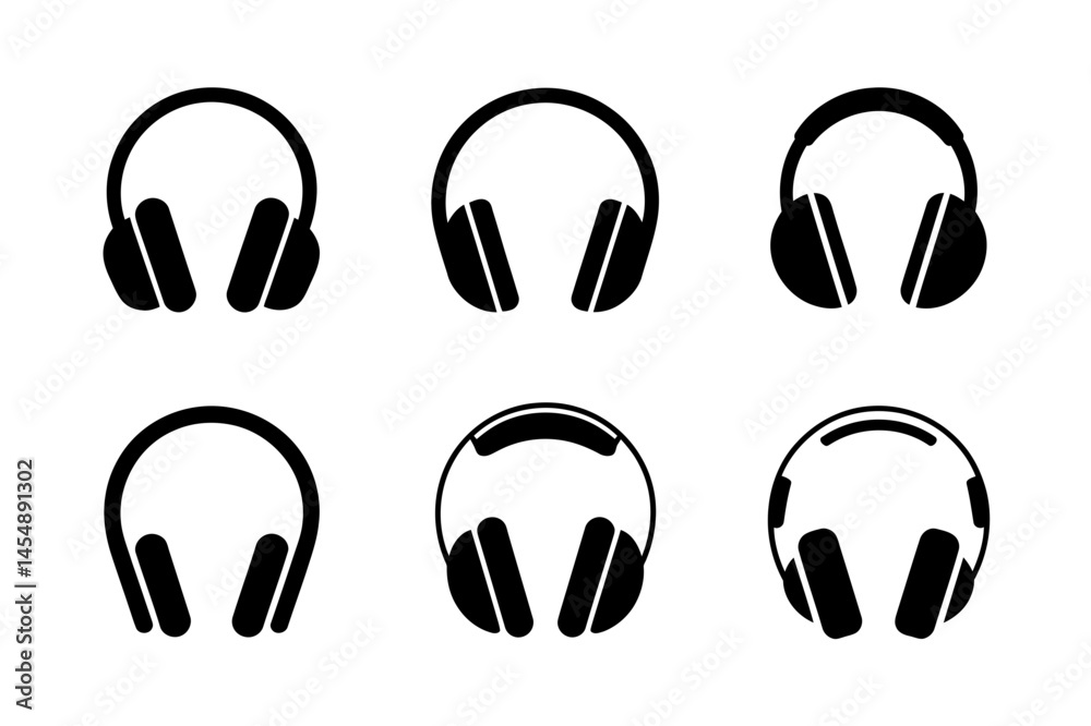 Obraz premium Headphones vector illustration audio listening set