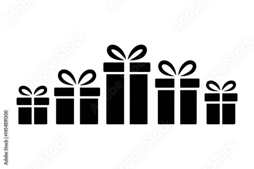 Gift boxes presents vector black silhouette design