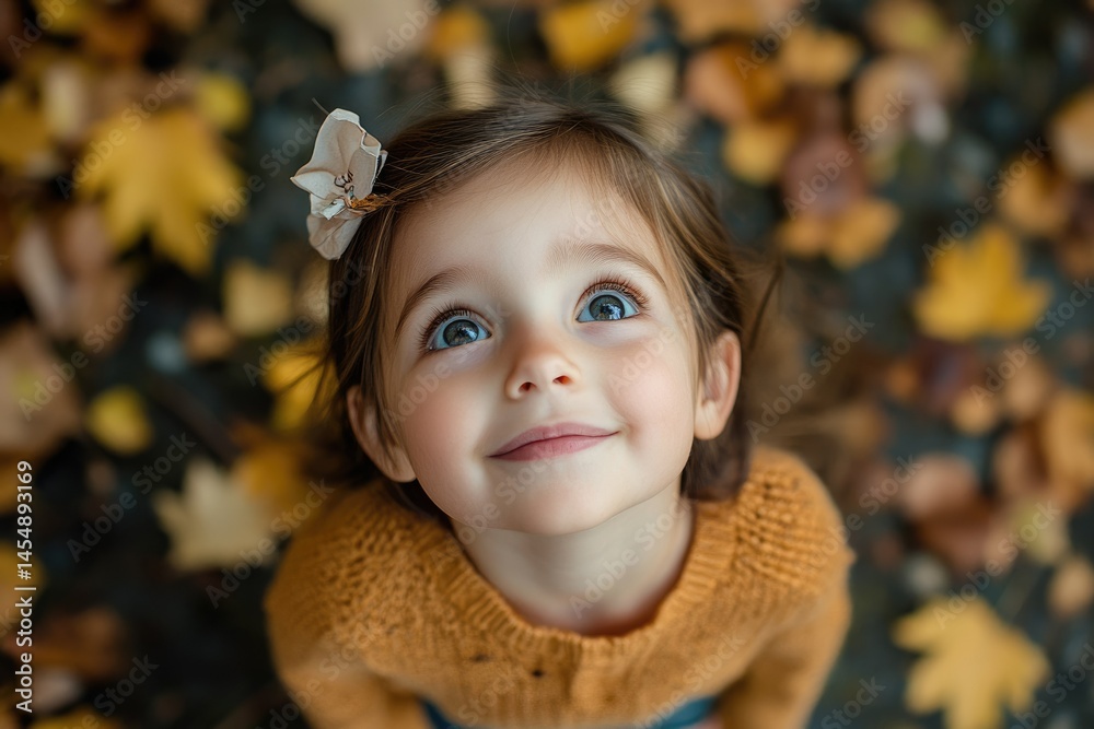 Fototapeta premium Adorable Child Gazing Up at Cheerful Mother in Casual Attire at the Park