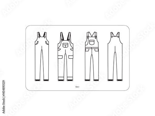 Overalls line art drawing minimal fashion illustration