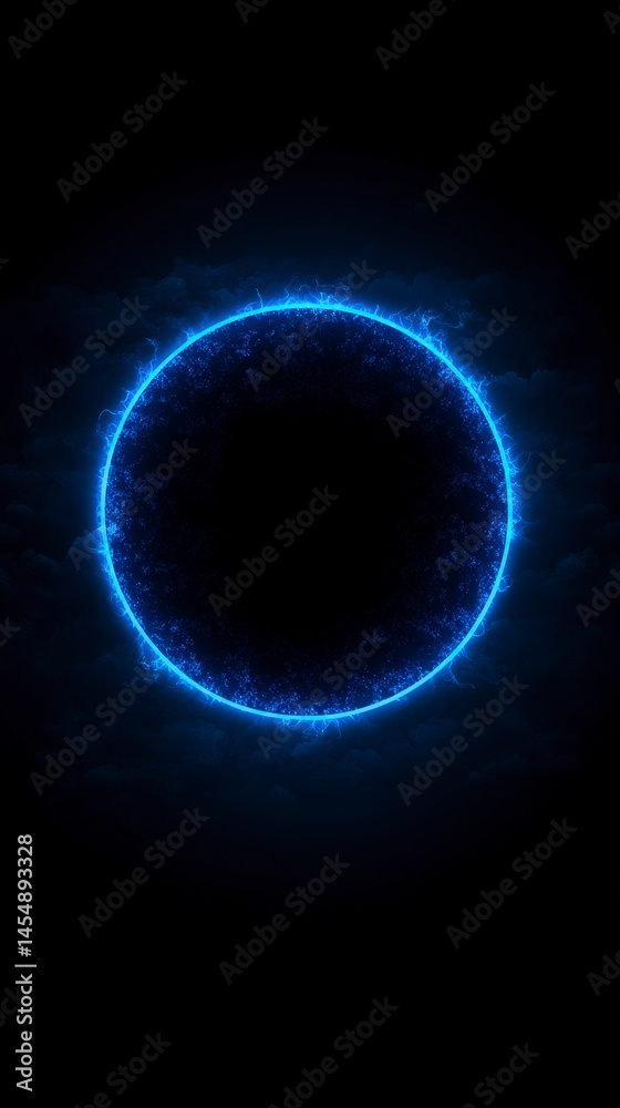 Fototapeta premium Mystical Neon Circle Frame Dark Energy Cosmic Background Abstract Design