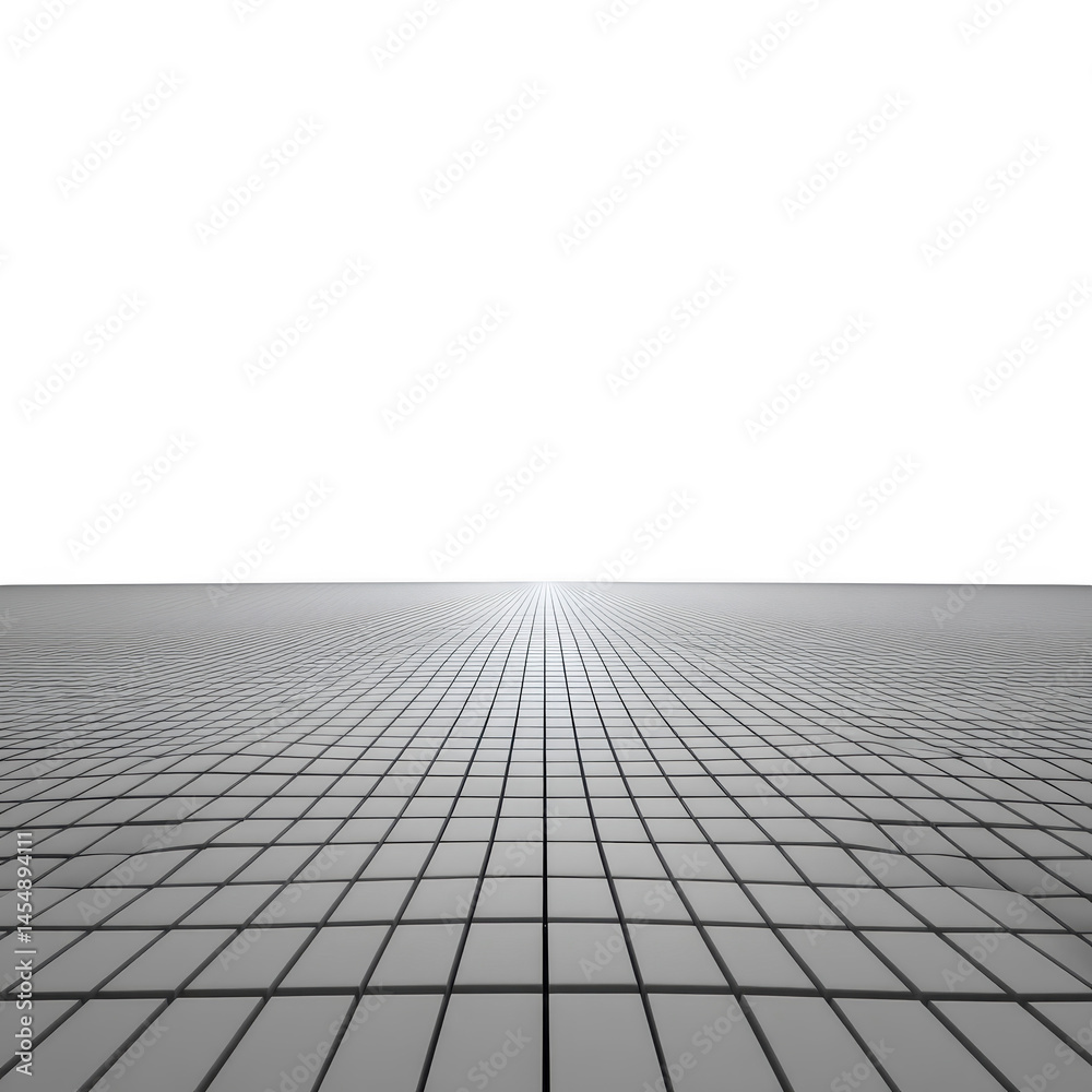 Fototapeta premium Vast, empty grid stretches into horizon, creating sense of infinite space and perspective. monochrome design emphasizes geometric precision and futuristic minimalism