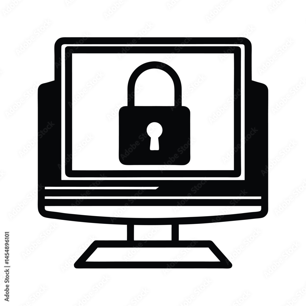 computer lock security icon vector art silhouette computer lock security icon vector art silhouette