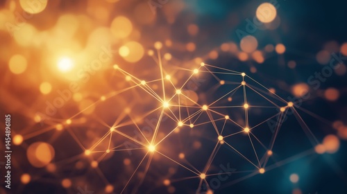 Abstract glowing network of interconnected nodes and lines creating a mesmerizing digital landscape representing technology and innovation in modern communication