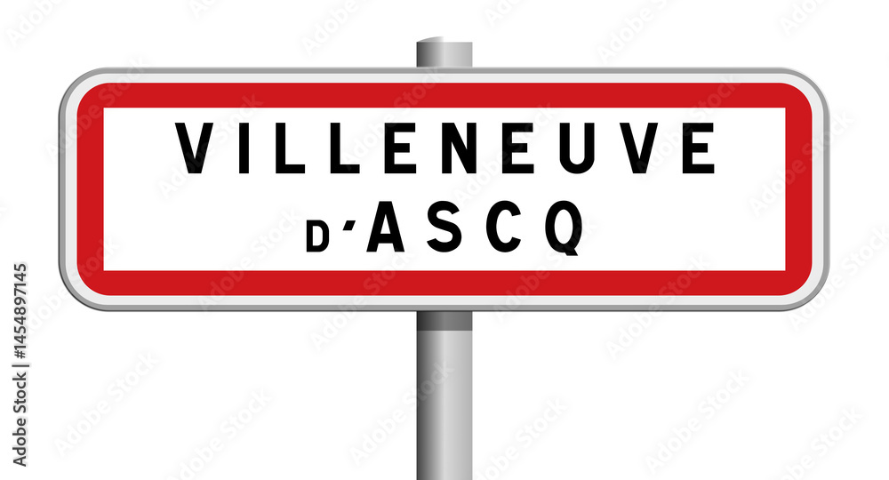 Panneau sur poteau de Villeneuve-d'Ascq, Nord, Hauts-de-France Panneau sur poteau de Villeneuve-d'Ascq, Nord, Hauts-de-France