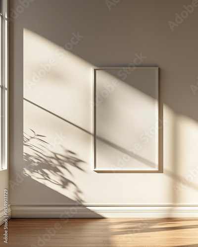 Sunlight and shadows on a blank framed poster