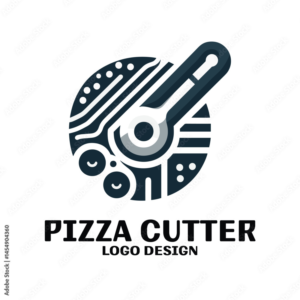Obraz premium Pizza Cutter Vector Logo Design