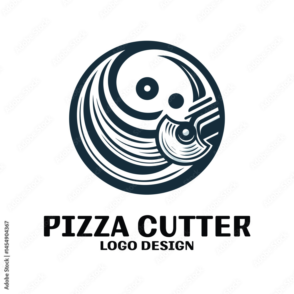 Obraz premium Pizza Cutter Vector Logo Design