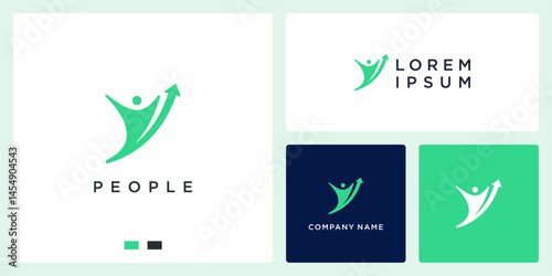 Arrow up people logo design