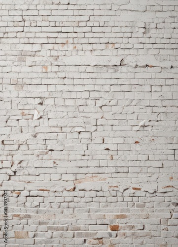 Cracked white brick wall, uneven surface, distressed look , design, brickwork