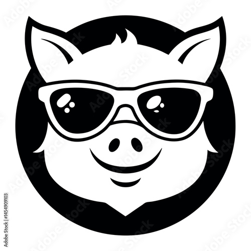 Cute Pigs in Sunglasses - Vector Illustration Set