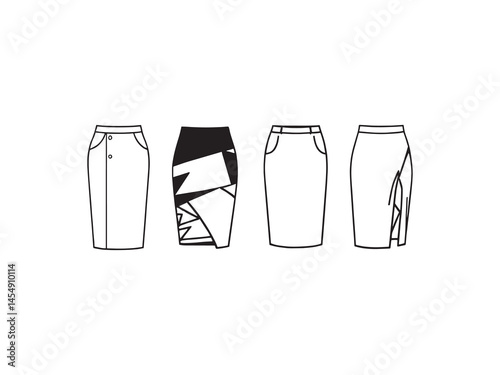Pencil Skirt line art icon simple pencil skirt outline art