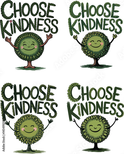 Happy Tree with Choose Kindness Message – Nature Kindness Art