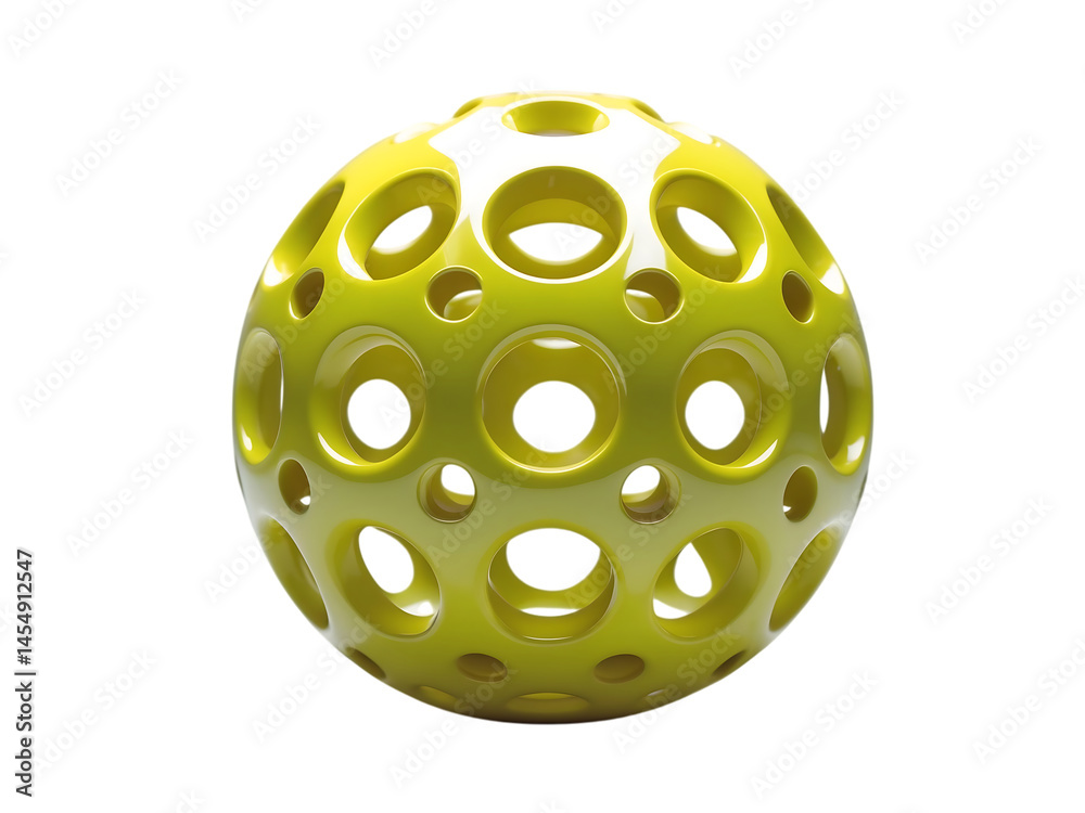 Abstract Yellow Sphere with Perforated Surface 3D Rendered Design Abstract Yellow Sphere with Perforated Surface 3D Rendered Design