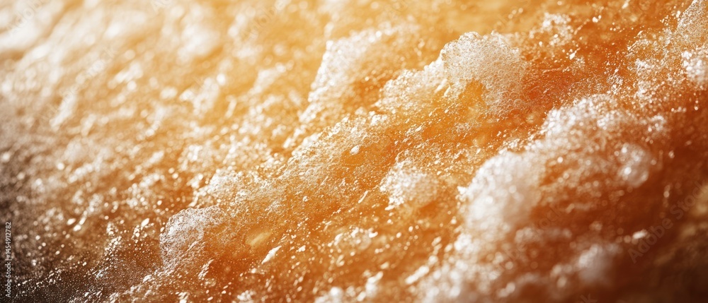 Crystallized sugar coating displays textured golden surface with sweet glaze. Crystallized sugar coating displays textured golden surface with sweet glaze.