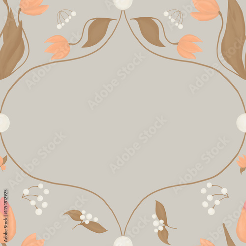 Floral seamless textile pattern with soft colors and natural elements in elegant design