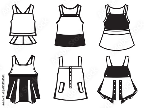 Pinafore Top line art icon simple stylish design