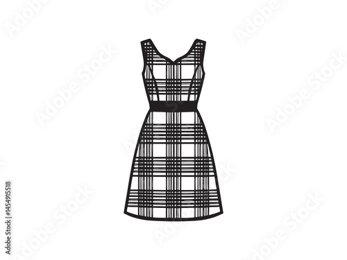Plaid Dress line art icon elegant pattern graphic illustration