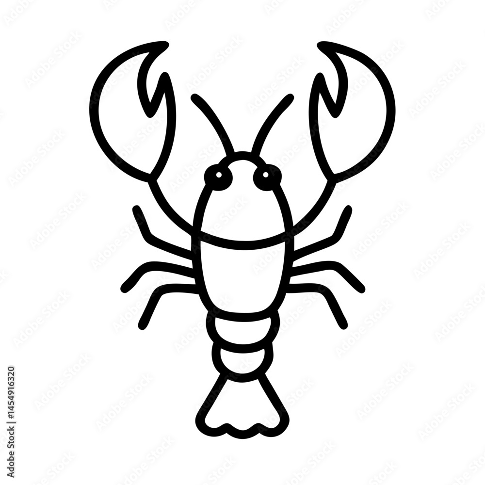 Cute lobster in minimalist style, icon, vector Cute lobster in minimalist style, icon, vector